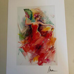 ANATOLY METLAN 2024 *DANCING XV* LITHOGRAPH ON HEAVY SILK PAPER 12 x 8 7/8" COA